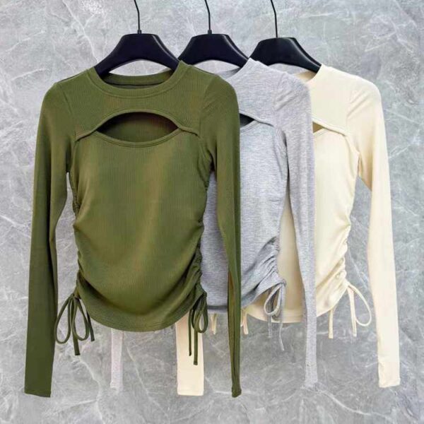 Custom Made Women’s Ribbed Long Sleeve Gym Tops