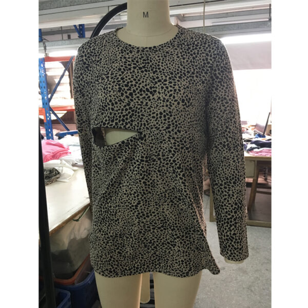 Custom Leopard Long Sleeve Nursing Tunic Tops - Image 2