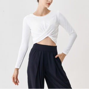 Chic Elegant Activewear Long Sleeve Cropped Tops